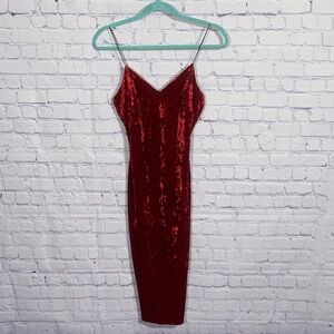 Windsor Womens Velvet Slip Dress Red Size S V-Neck Whimsigoth Fairy Grunge Witch